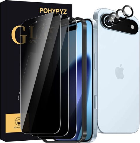 3+3 Pack Privacy Screen Protector for iPhone 17 Air，3 Anti-Spy Tempered Glass Film+3 Camera Lens Protector, Anti-Scratch, 9H Hardness，Compatible phone cases，High definition in Saudi Arabia