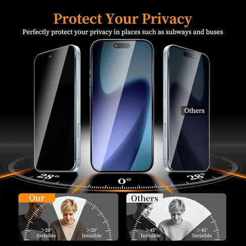 3+3 Pack Privacy Screen Protector for iPhone 17 Air，3 Anti-Spy Tempered Glass Film+3 Camera Lens Protector, Anti-Scratch, 9H Hardness，Compatible phone cases，High definition in Saudi Arabia