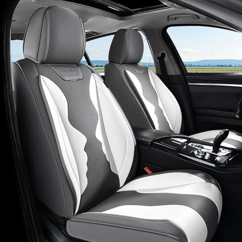 Coverado Car Seat Covers Full Set, Seat Covers for Cars, Waterproof Leather Automotive Seat Cover, Universal Car Interior Protectors Cushion for Most Cars Gray_Pruple in Saudi Arabia