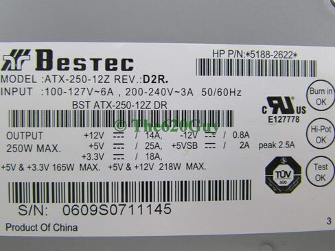 HP Compaq 250W Power Supply 5188-2622 Bestec ATX-250-12Z REV: D2R (Renewed) in Saudi Arabia