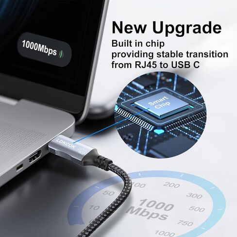 كابل LDKCOK USB C إلى إيثرنت، سلك من النوع C إلى RJ45 LAN، لجهاز MacBook Pro/Air، iPad Pro، iPhone 15 Series، Galaxy، الهاتف الذكي، الكمبيوتر المحمول، الكمبيوتر الشخصي (6 أقدام) in Kuwait