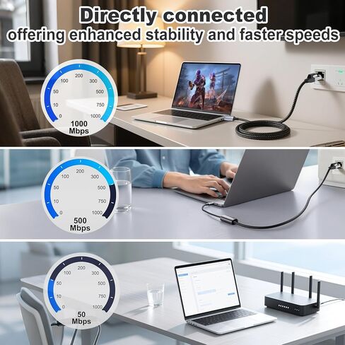 كابل LDKCOK USB C إلى إيثرنت، سلك من النوع C إلى RJ45 LAN، لجهاز MacBook Pro/Air، iPad Pro، iPhone 15 Series، Galaxy، الهاتف الذكي، الكمبيوتر المحمول، الكمبيوتر الشخصي (6 أقدام) in Kuwait