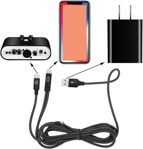 كابل توصيل USB OTG 2 في 1 كابل صوت لبطاقة الصوت من النوع C للتسجيل المباشر لبطاقة الصوت (1 متر 1.5 متر) in Kuwait