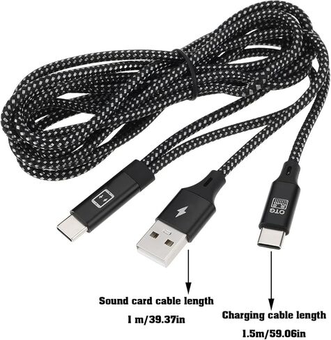 كابل توصيل USB OTG 2 في 1 كابل صوت لبطاقة الصوت من النوع C للتسجيل المباشر لبطاقة الصوت (1 متر 1.5 متر) in Kuwait