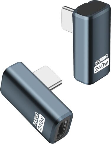 MEIRIYFA 80 جيجابت في الثانية USB C ذكر إلى أنثى محول 90 درجة USB4 2.0 نوع C محول الزاوية اليمنى موسع دعم 8K الصوت / الفيديو PD240W شحن لأجهزة الكمبيوتر المحمول الهاتف اللوحي (2 حزمة) in Kuwait