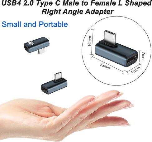 MEIRIYFA 80 جيجابت في الثانية USB C ذكر إلى أنثى محول 90 درجة USB4 2.0 نوع C محول الزاوية اليمنى موسع دعم 8K الصوت / الفيديو PD240W شحن لأجهزة الكمبيوتر المحمول الهاتف اللوحي (2 حزمة) in Kuwait