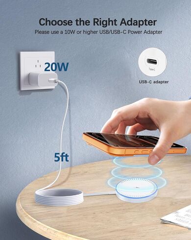 2 Pack Magnetic Wireless Charger 15W Fast Charging Pad with USB C 20W PD Plug Block Adapter Compatible with Apple iPhone 17/16/15/14/13/12 Pro/Plus/Pro Max/AirPods3/2/Pro 2 5FT in Saudi Arabia