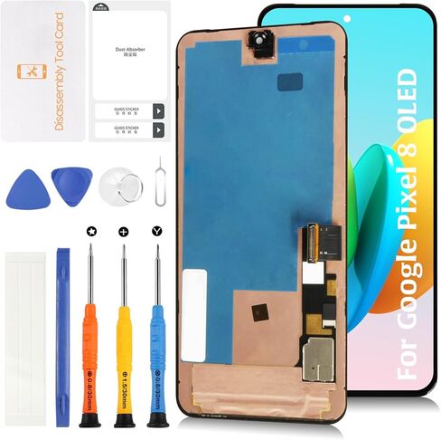 لاستبدال شاشة Google Pixel 8 مقاس 6.1 بوصة مع إطار (يتطلب نقل كابل بصمة الإصبع) شاشة عرض OLED LCD لما بعد البيع مجموعة محول رقمي تعمل باللمس (ليست OLED الأصلية) in Saudi Arabia