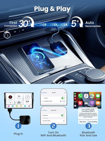 2025 2-in-1 Wireless CarPlay & Android Auto Adapter – 5Ghz WiFi Bluetooth Dongle for Cars 2016+ | Compatible with iPhone iOS10+/Android 11+ | Plug & Play USB-A/USB-C | Fast Stable Connection ( Black) in Saudi Arabia