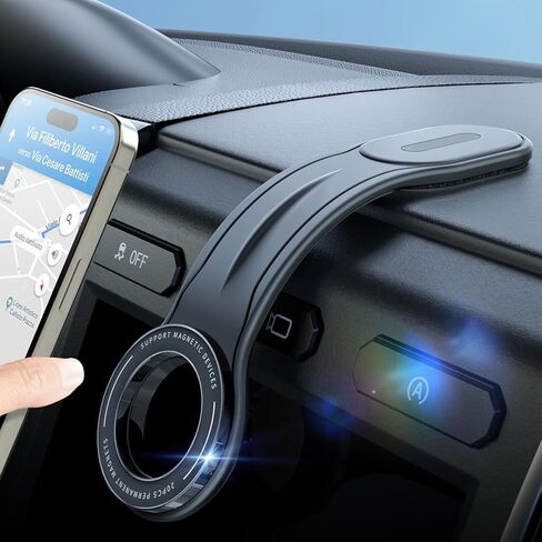 Car Mount Detachable, Bendable Aluminum Arm Magnetic Phone Holder for Car【20 Strong Magnets】 Cell Phone Mount for Car Dash Fit iPhone 17 16 15 14 Pro Max Mini Mag Safe Accessories in Saudi Arabia