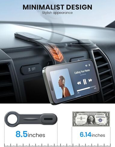 Car Mount Detachable, Bendable Aluminum Arm Magnetic Phone Holder for Car【20 Strong Magnets】 Cell Phone Mount for Car Dash Fit iPhone 17 16 15 14 Pro Max Mini Mag Safe Accessories in Saudi Arabia