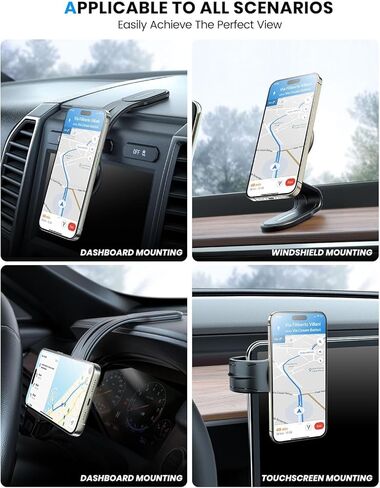 Car Mount Detachable, Bendable Aluminum Arm Magnetic Phone Holder for Car【20 Strong Magnets】 Cell Phone Mount for Car Dash Fit iPhone 17 16 15 14 Pro Max Mini Mag Safe Accessories in Saudi Arabia