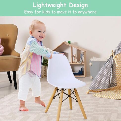 Costzon Kids Table and Chair Set, 5 PCS Mid-Century Modern Style Kids Desk Set w/Wood Legs, Iron Frame for Dining Drawing Playing & Strong Bearing Capacity, Toddler Table and Chairs (White) in Saudi Arabia