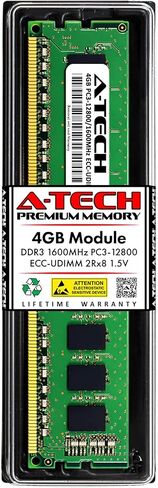 بديل A-Tech 4 جيجابايت لميكرون MT18JSF51272AZ-1G6 - DDR3 1600 ميجا هرتز PC3-12800E ECC غير مخزن UDIMM 240-Pin 2Rx8 1.5V - عصا ذاكرة الوصول العشوائي لخادم واحد (MT18JSF51272AZ-1G6-ATC) in Kuwait