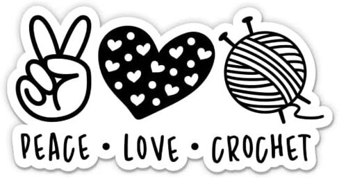Peace Love Crochet Stickers - 2 Pack - Waterproof Vinyl for Car, Phone, Water Bottle, Laptop - Crochet Decals (2-Pack) in Saudi Arabia