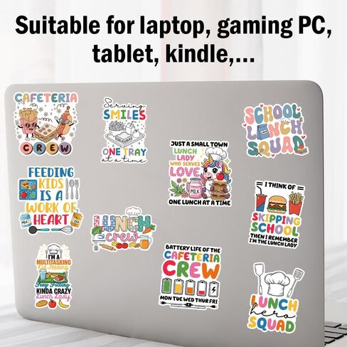 (10 قطع - 3 بوصات) مجموعة ملصقات فرقة الغداء المدرسية، ملصق طاقم الكافتيريا المضحك، هدية سيدة الغداء من الطلاب، ديكور للكمبيوتر المحمول والكمبيوتر اللوحي وزجاجة مياه وكافتيريا المدرسة وخوذة المكتب والمطبخ in Kuwait
