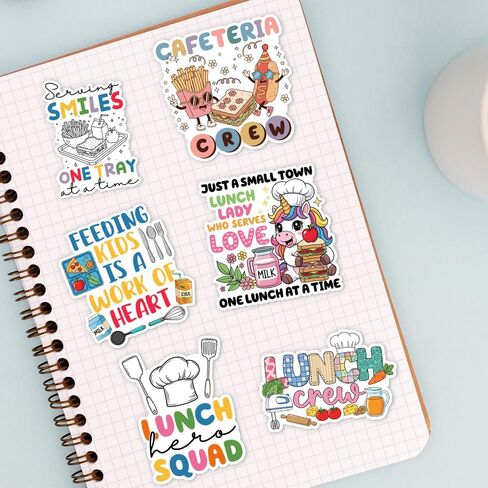 (10 قطع - 3 بوصات) مجموعة ملصقات فرقة الغداء المدرسية، ملصق طاقم الكافتيريا المضحك، هدية سيدة الغداء من الطلاب، ديكور للكمبيوتر المحمول والكمبيوتر اللوحي وزجاجة مياه وكافتيريا المدرسة وخوذة المكتب والمطبخ in Kuwait