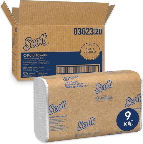 Scott Essential C Fold Paper Towels (01510) with Fast-Drying Absorbency Pockets, 12 Packs / Case, 200 C Fold Towels / Pack in Kuwait