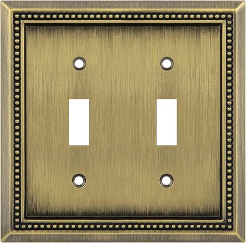 Sunken Pearls Heavy Duty Decorative Wall Plate Switch Plate Outlet Cover (Double Toggle, Antique Brass) in Saudi Arabia
