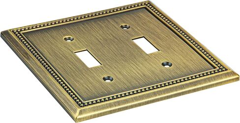 Sunken Pearls Heavy Duty Decorative Wall Plate Switch Plate Outlet Cover (Double Toggle, Antique Brass) in Saudi Arabia