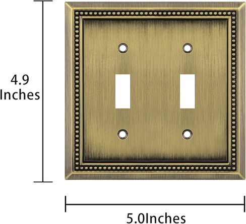 Sunken Pearls Heavy Duty Decorative Wall Plate Switch Plate Outlet Cover (Double Toggle, Antique Brass) in Saudi Arabia