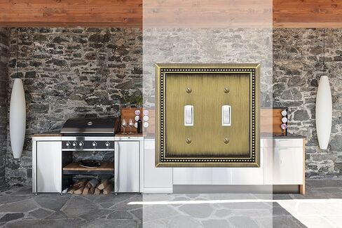 Sunken Pearls Heavy Duty Decorative Wall Plate Switch Plate Outlet Cover (Double Toggle, Antique Brass) in Saudi Arabia