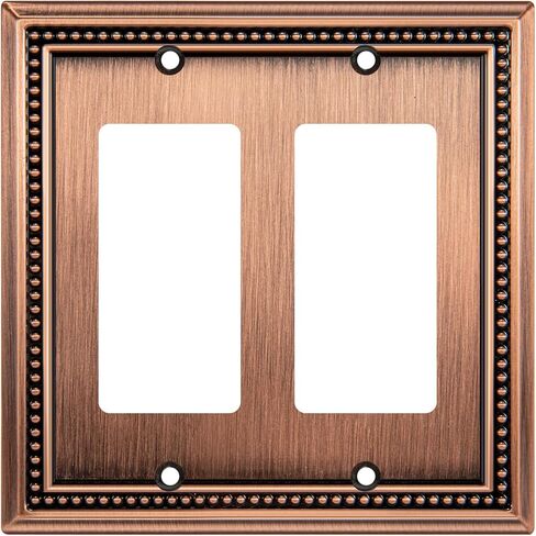 Sunken Pearls Heavy Duty Decorative Wall Plate Switch Plate Outlet Cover (Double Toggle, Antique Brass) in Saudi Arabia