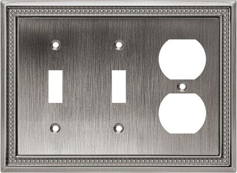 Sunken Pearls Heavy Duty Decorative Wall Plate Switch Plate Outlet Cover (Double Toggle, Antique Brass) in Saudi Arabia