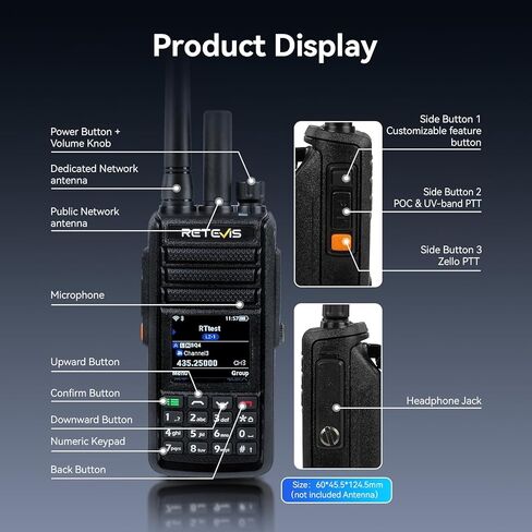 Retevis MateTalk L2 Global Walkie Talkie، نطاق راديو POC للطوارئ غير محدود، Zello، شبكة 4G مزدوجة SIM، GPS، IP67 مقاوم للماء، راديو ثنائي الاتجاه على الصعيد الوطني لمسافات طويلة للنقل بالشاحنات والأمن (1 قطعة) in Saudi Arabia