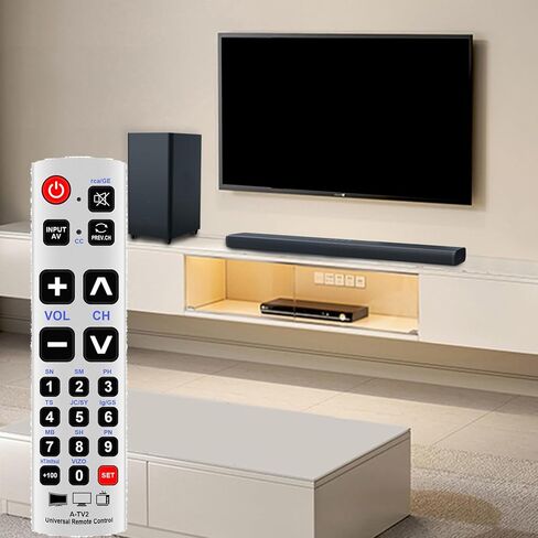 جهاز التحكم عن بعد العالمي A-TV2 زر كبير متوافق مع وستنجهاوس توشيبا سانسوي هاير كونكا هيسنس باناسونيك تي سي إل شارب فيليبس سوني إنسيجنيا داينكس إليمنت إيمرسون فوناي ماجنافوكس تي في in Kuwait