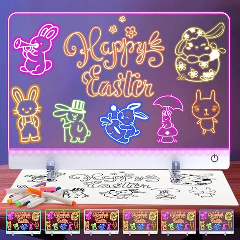 لوحة رسم LED مقاس 16.8 بوصة للأطفال: لوح رسم LED Lumiboard قابل لإعادة الشحن مع 7 ألوان و3 أوضاع ديناميكية، لوحات مسح جاف، ألعاب لوحة رسم مضيئة، هدايا عيد ميلاد للأحفاد والبنات والمراهقات in Kuwait