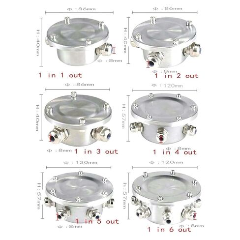 304 Stainless Steel Outdoor Light Junction Box, Underwater IP68 Sealed Waterproof Connection Box, Swimming Pool Underwater Fountain Lamp Transition Head(1 in 6 Out) (1 in 6 Out) in Saudi Arabia