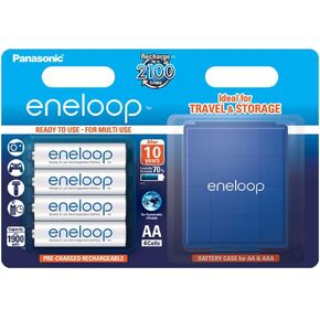 باناسونيك 1x4 Eneloop Mignon AA 1900 مللي أمبير + علبة البطارية، BK-3MCCEC4BE (AA 1900 مللي أمبير + علبة البطارية) in Kuwait