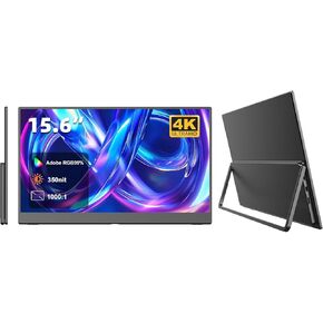 Portable Monitor, 4K UHD 15.6inch Lightweight Travel Monitor for Laptop Xbox PS5 MacBook, Ultra High Definition Laptop Screen Extender USB-C HDMI One-Click Connection in Saudi Arabia