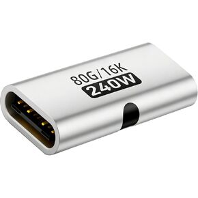 محول USB C، 1.25 × 0.82 × 0.35 بوصة، أنثى إلى أنثى، طاقة 240 وات، بيانات 80 جيجا، فيديو 16 كيلو، محول من النوع C، المنزل، المؤتمرات، السفر، الكمبيوتر المحمول، الملحقات in Kuwait