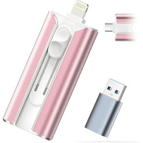 MFI Certified 64GB iPhone Flash Drive – Photo Stick and USB Stick Offers Photo/Video Storage, The External Storage Jump Drive is Compatible with iOS, Android, and Pc (Pink)(Available Space: ~58GB) in Kuwait