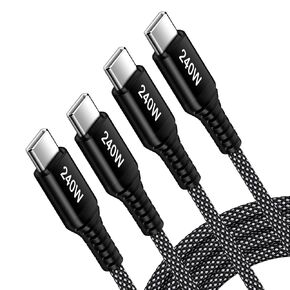 USB C to USB C Cable, [6FT, 2-Pack] 240W C to C Cable Fast Charging Type C Charger Cord USBC to USBC Phone Charger Cable for iPhone 17 16 15 Pro Max, iPad Pro, MacBook Air, Samsung Galaxy S25 S24 S23 in Kuwait