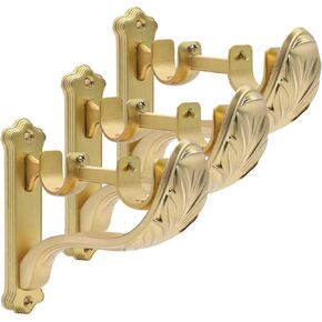 Double Curtain Rod Brackets Rod Holders,Retro Wall Mount Brackets for Window Curtains Rod Hangers with Adjustable Screw in Saudi Arabia