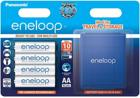 Panasonic 1x4 Eneloop Mignon AA 1900 mAh + Battery Case, BK-3MCCEC4BE (AA 1900 mAh + Battery Case) in Saudi Arabia