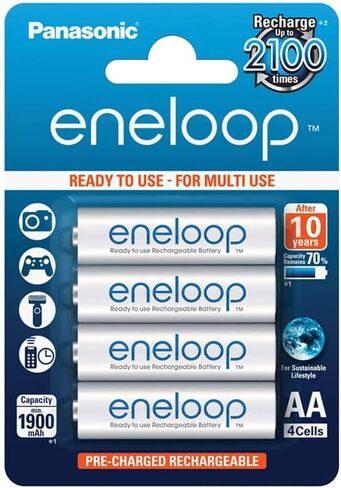 باناسونيك 1x4 Eneloop Mignon AA 1900 مللي أمبير + علبة البطارية، BK-3MCCEC4BE (AA 1900 مللي أمبير + علبة البطارية) in Kuwait