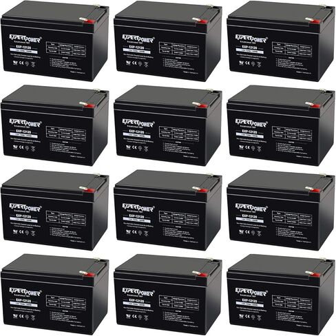 ExpertPower EXP12120 12V 12Ah AGM Battery Pack of 12 - Sealed Lead Acid 12V Battery, Rechargeable SLA with F2 Terminals, UPS Replacement, Wheelchair, Mobility Device, 12 Volt 12 Ah / 20HR in Saudi Arabia