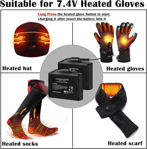 7.4V 3500mAh Batteries Compatible with Heated Gloves, Heated Socks Hat Scarf with DC Port, Lithium Polymer Batteries Replacement for Women Men Heated Gloves, Overcharge & Short Circuit Protection in Kuwait
