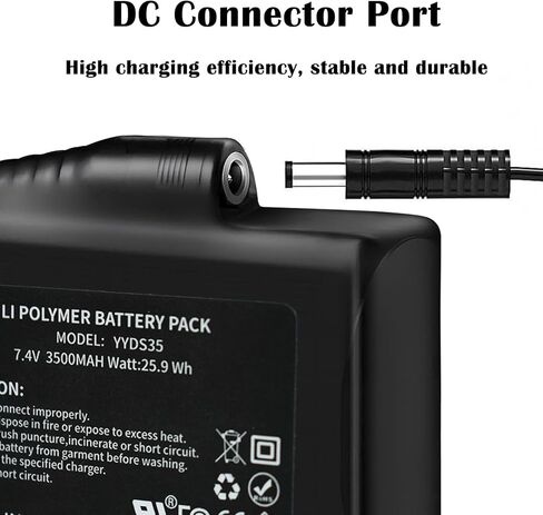 7.4V 3500mAh Batteries Compatible with Heated Gloves, Heated Socks Hat Scarf with DC Port, Lithium Polymer Batteries Replacement for Women Men Heated Gloves, Overcharge & Short Circuit Protection in Kuwait