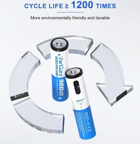 بطاريات AAA قابلة لإعادة الشحن بقدرة 900 مللي أمبير في الساعة، USB C 4 قطع، بطاريات ليثيوم أيون USB 1.5 فولت AAA، بطارية USB C AAA، ألعاب تدوم طويلاً 1200 دورة، أجهزة التحكم عن بعد، قفل باب ذكي in Kuwait