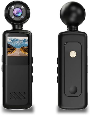 كاميرات الجسم Tangxi 1080P مع عدسة دوارة 180 درجة، كاميرا جيب صغيرة للفيديو والصوت مع تسجيل الصوت والفيديو، رؤية ليلية، كشف الحركة، تسجيل حلقة in Saudi Arabia