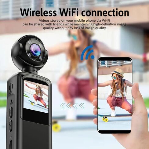 كاميرات الجسم Tangxi 1080P مع عدسة دوارة 180 درجة، كاميرا جيب صغيرة للفيديو والصوت مع تسجيل الصوت والفيديو، رؤية ليلية، كشف الحركة، تسجيل حلقة in Saudi Arabia