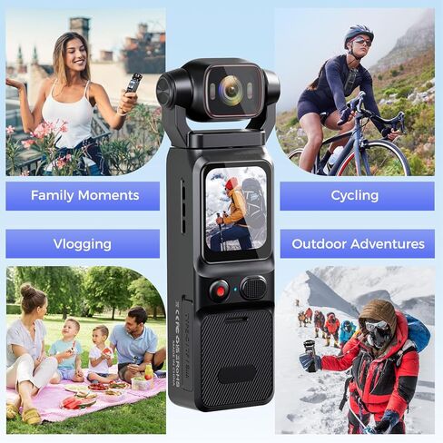 كاميرا Diyeeni 4K Ultra HD Body Camcorder مزودة بتقنية WiFi مع صور بدقة 48 ميجابكسل، وعدسة زاوية واسعة 140 درجة، ورأس دوار 180 درجة، وتثبيت 6 محاور، وشاشة مقاس 1.69 بوصة in Saudi Arabia