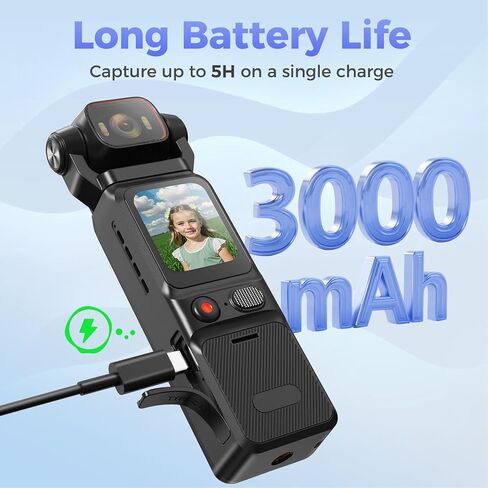 كاميرا Diyeeni 4K Ultra HD Body Camcorder مزودة بتقنية WiFi مع صور بدقة 48 ميجابكسل، وعدسة زاوية واسعة 140 درجة، ورأس دوار 180 درجة، وتثبيت 6 محاور، وشاشة مقاس 1.69 بوصة in Saudi Arabia