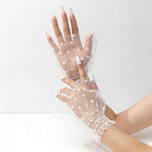 Lace Mesh Hand Sleeves, Heart Pattern Elastic Bracelet Cuffs, Elegant Wedding Party Accessories for Women and Girls in Saudi Arabia