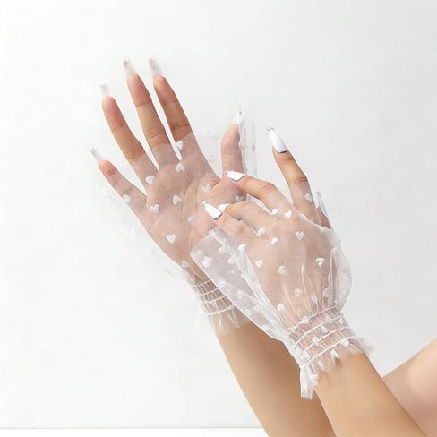 Lace Mesh Hand Sleeves, Heart Pattern Elastic Bracelet Cuffs, Elegant Wedding Party Accessories for Women and Girls in Saudi Arabia